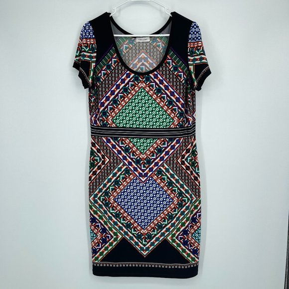 Calvin Klein Dresses & Skirts - Calvin Klein Women's Multicolor Short Sleeve Scoop Neck Pencil Dress 12